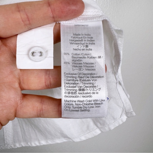 Madewell Puff-Sleeve Band-Collar Lightweight Shirt White Size 4/S NWT - Picture 8 of 9